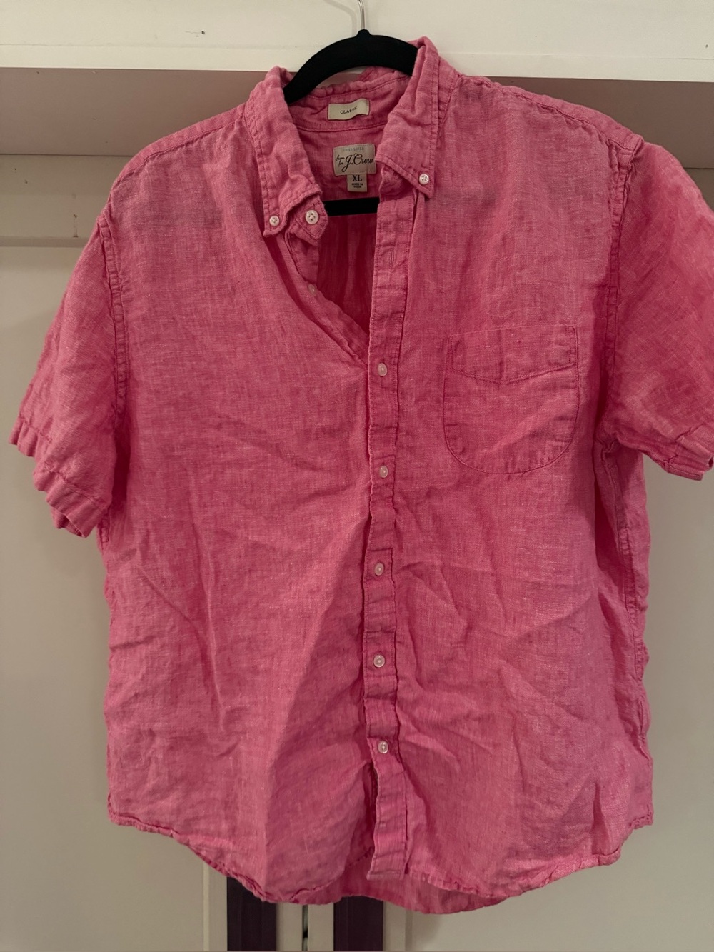 J. Crew x Baird McNutt Men's Short-Sleeve Linen Button-Down Shirt - Pink